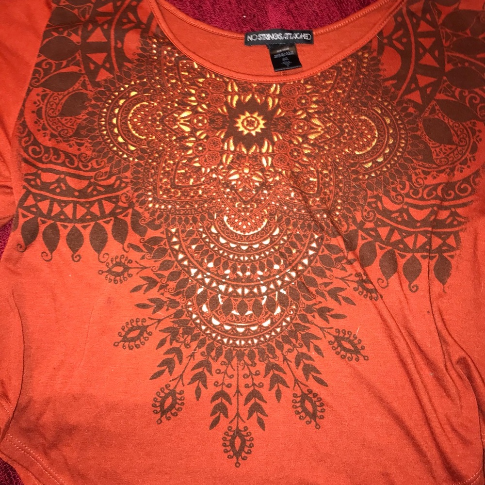 Orange aztec design shirt size small